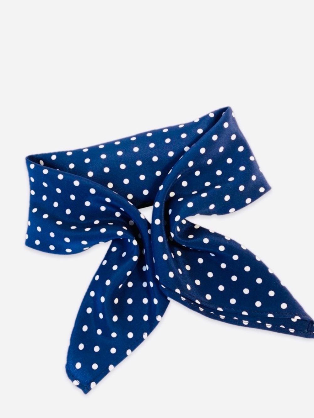 NWT SILKLETTE Classic Navy/White Polkadot 100% Fine Silk Kerchief